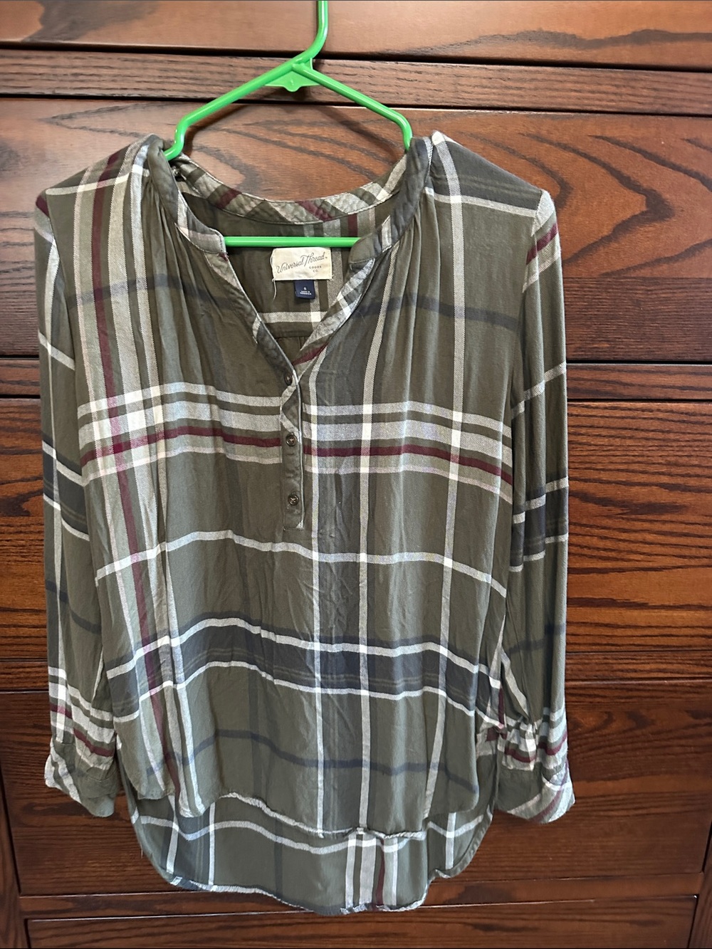 Universal Thread Olive Plaid Blouse